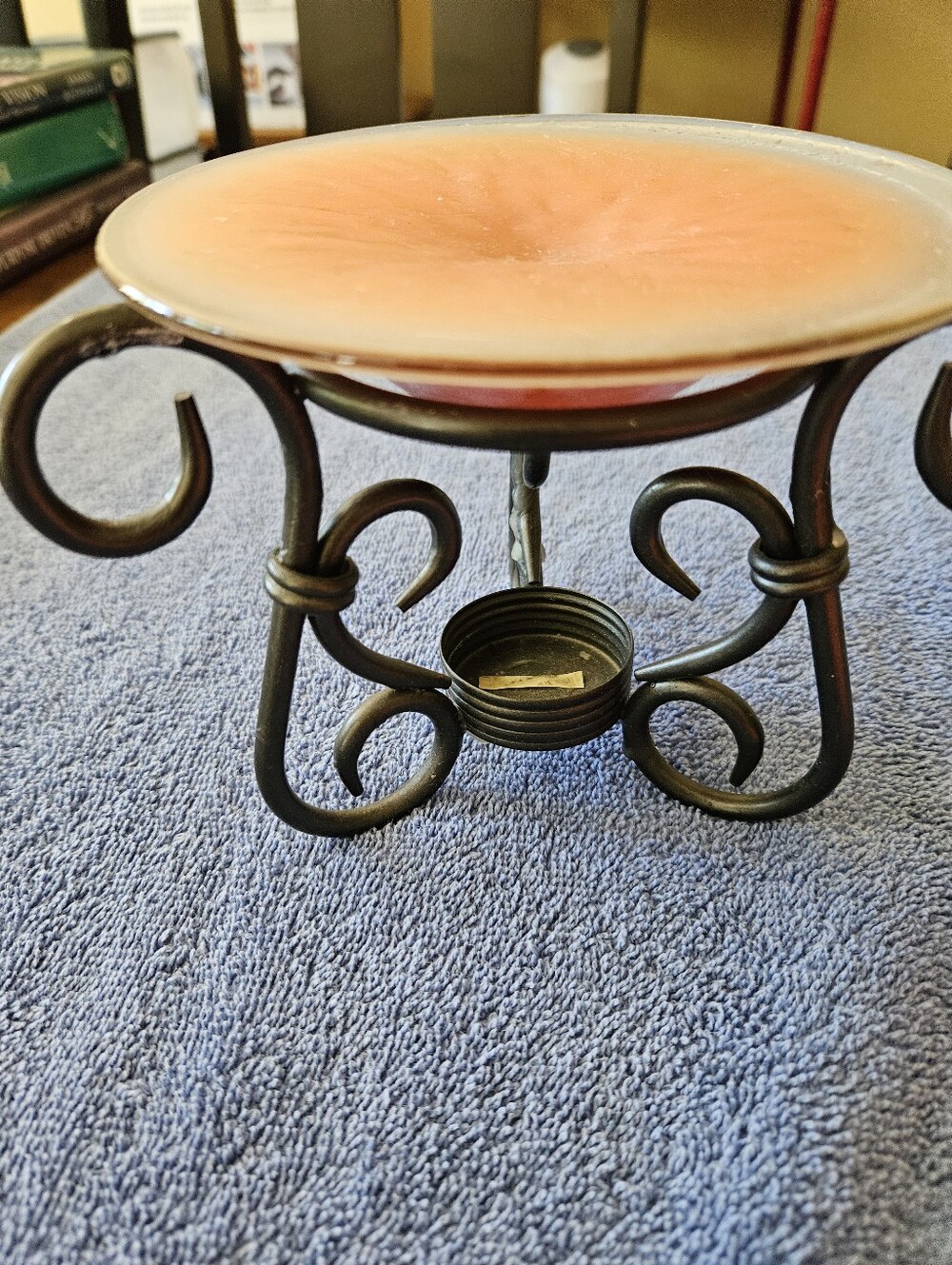 Bronze Scroll Metal Candle Warmer with Glass Dish
